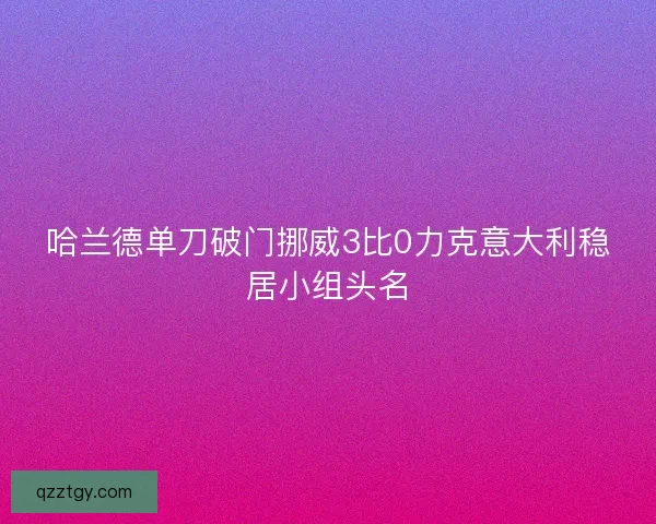 哈兰德单刀破门挪威3比0力克意大利稳居小组头名