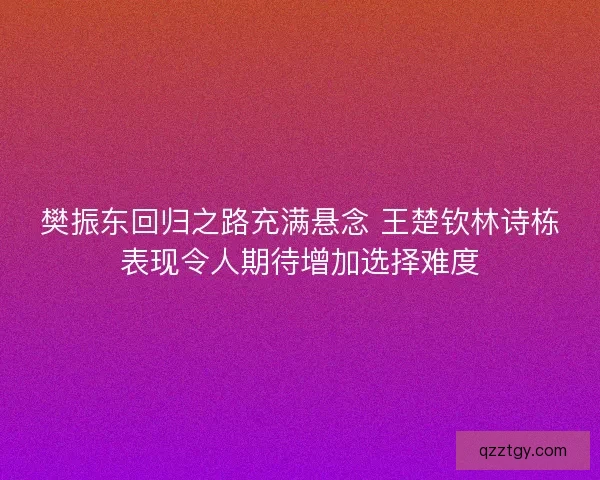 樊振东回归之路充满悬念 王楚钦林诗栋表现令人期待增加选择难度
