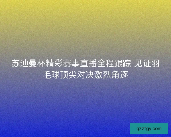 苏迪曼杯精彩赛事直播全程跟踪 见证羽毛球顶尖对决激烈角逐