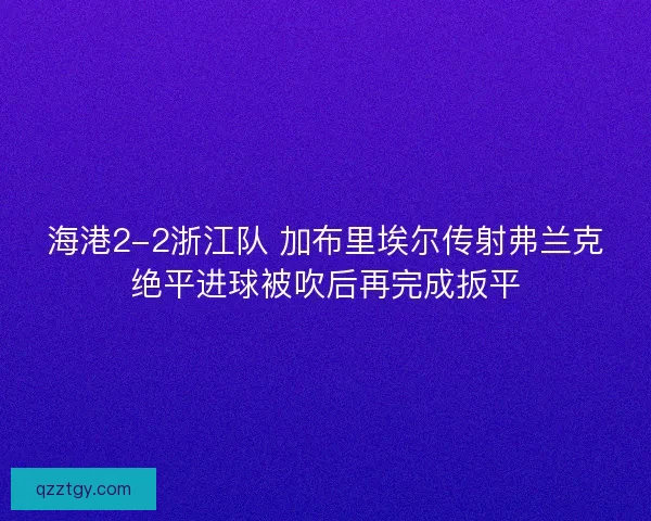 海港2-2浙江队 加布里埃尔传射弗兰克绝平进球被吹后再完成扳平 海港2-2浙江队 加布里埃尔传射弗兰克绝平进球被吹后再完成扳平